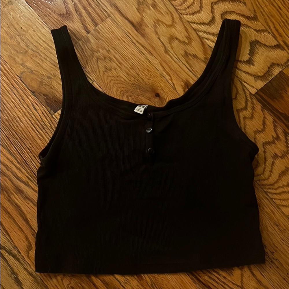 Black Ribbed Tank Top